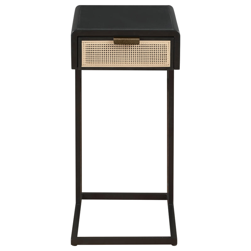 Coaster Furniture Amherst 931631 1-Drawer Radio Weave Cane Metal Side Table - Black IMAGE 2