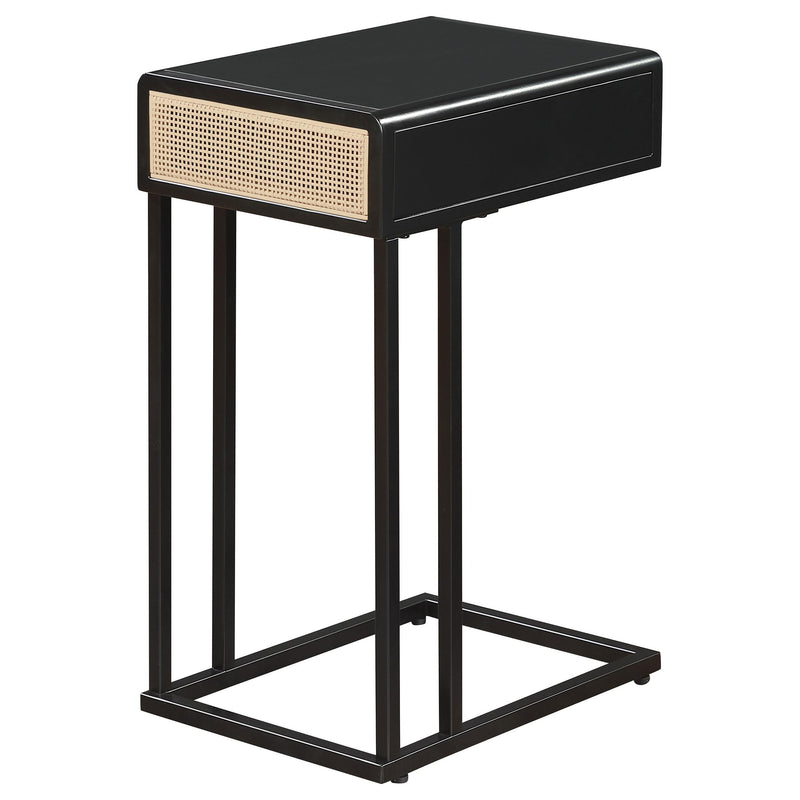 Coaster Furniture Amherst 931631 1-Drawer Radio Weave Cane Metal Side Table - Black IMAGE 6