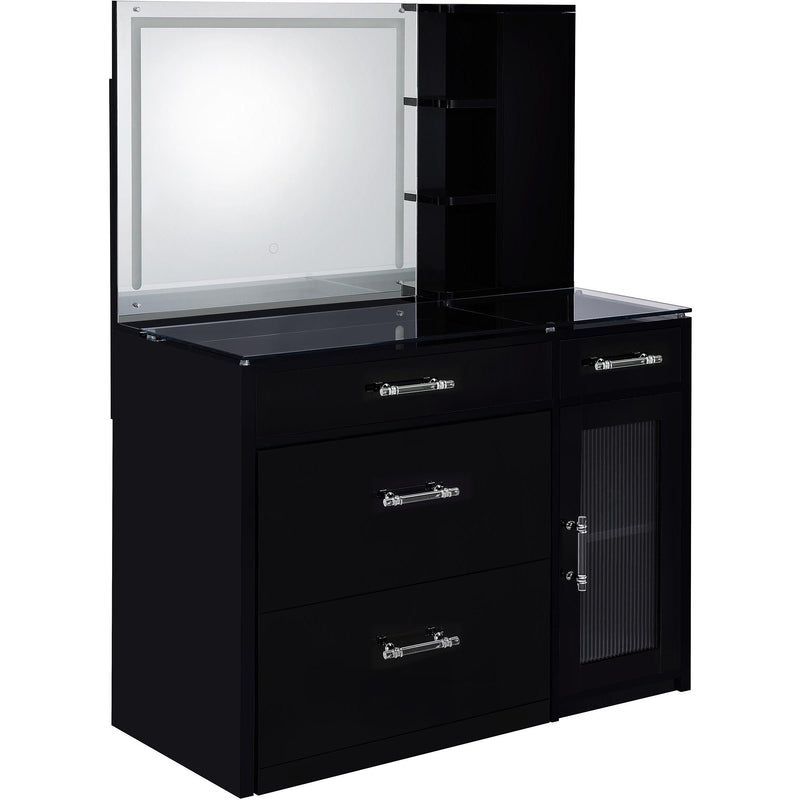 Coaster Furniture Flora 930219 2-drawer Vanity Set with LED Mirror - Black High Gloss IMAGE 4