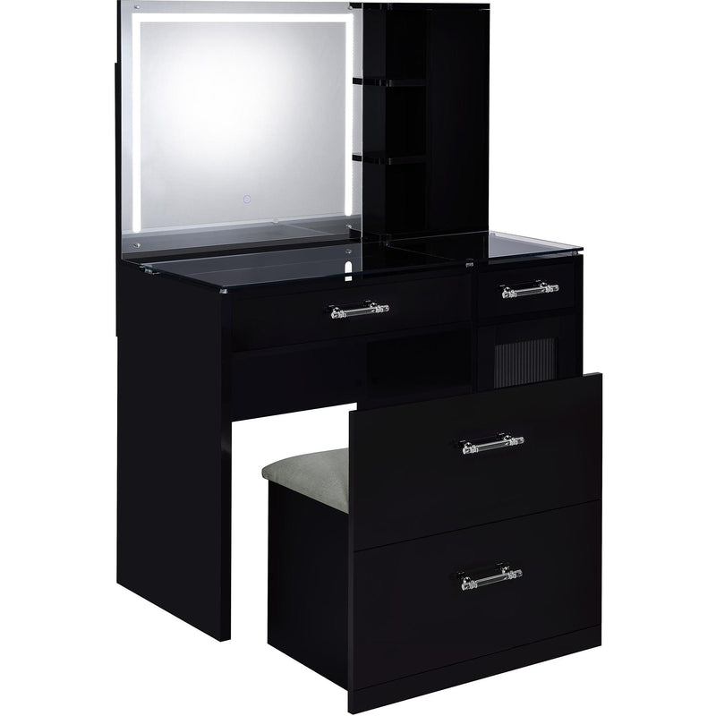 Coaster Furniture Flora 930219 2-drawer Vanity Set with LED Mirror - Black High Gloss IMAGE 5