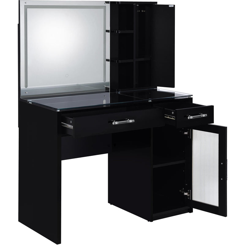 Coaster Furniture Flora 930219 2-drawer Vanity Set with LED Mirror - Black High Gloss IMAGE 8