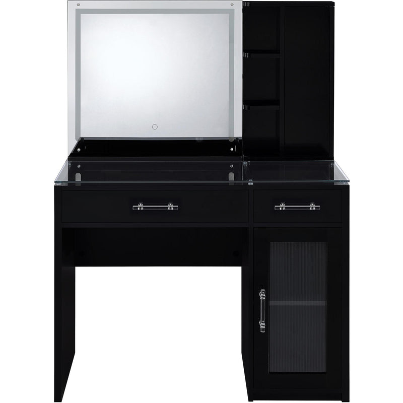Coaster Furniture Flora 930219 2-drawer Vanity Set with LED Mirror - Black High Gloss IMAGE 9