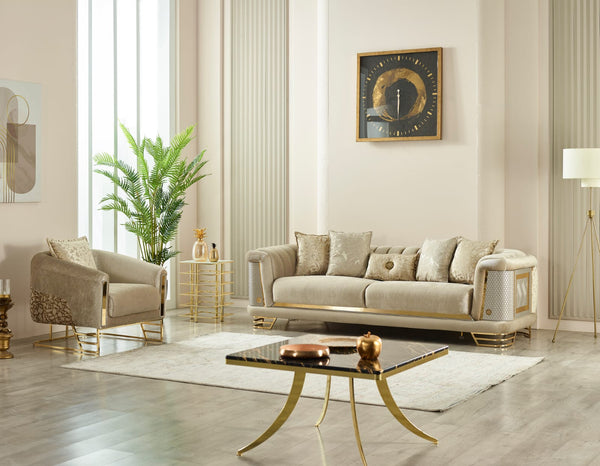 ROMANCE Beige&Gold Sofa Set