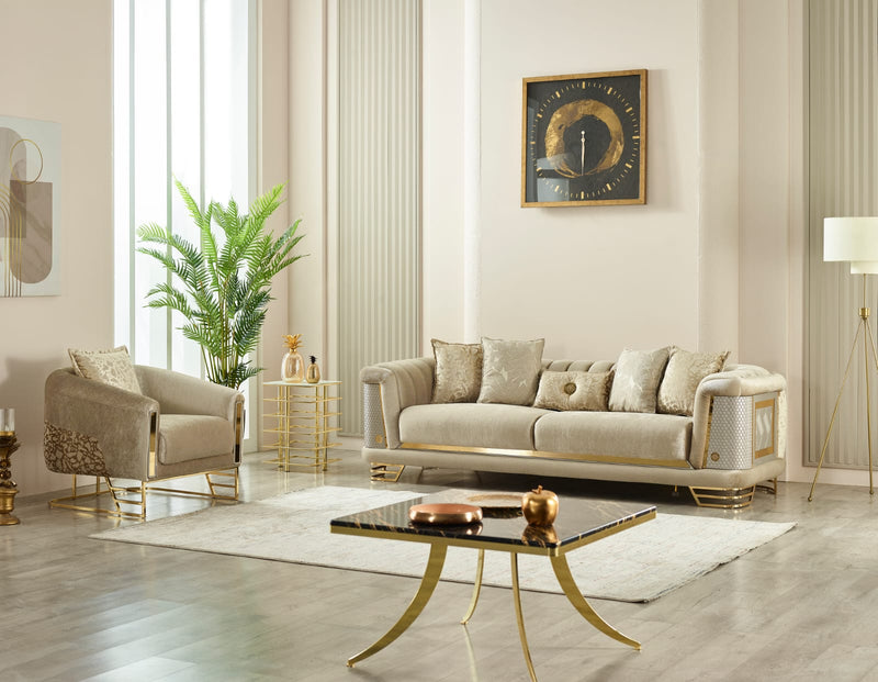 ROMANCE Beige&Gold Sofa Set