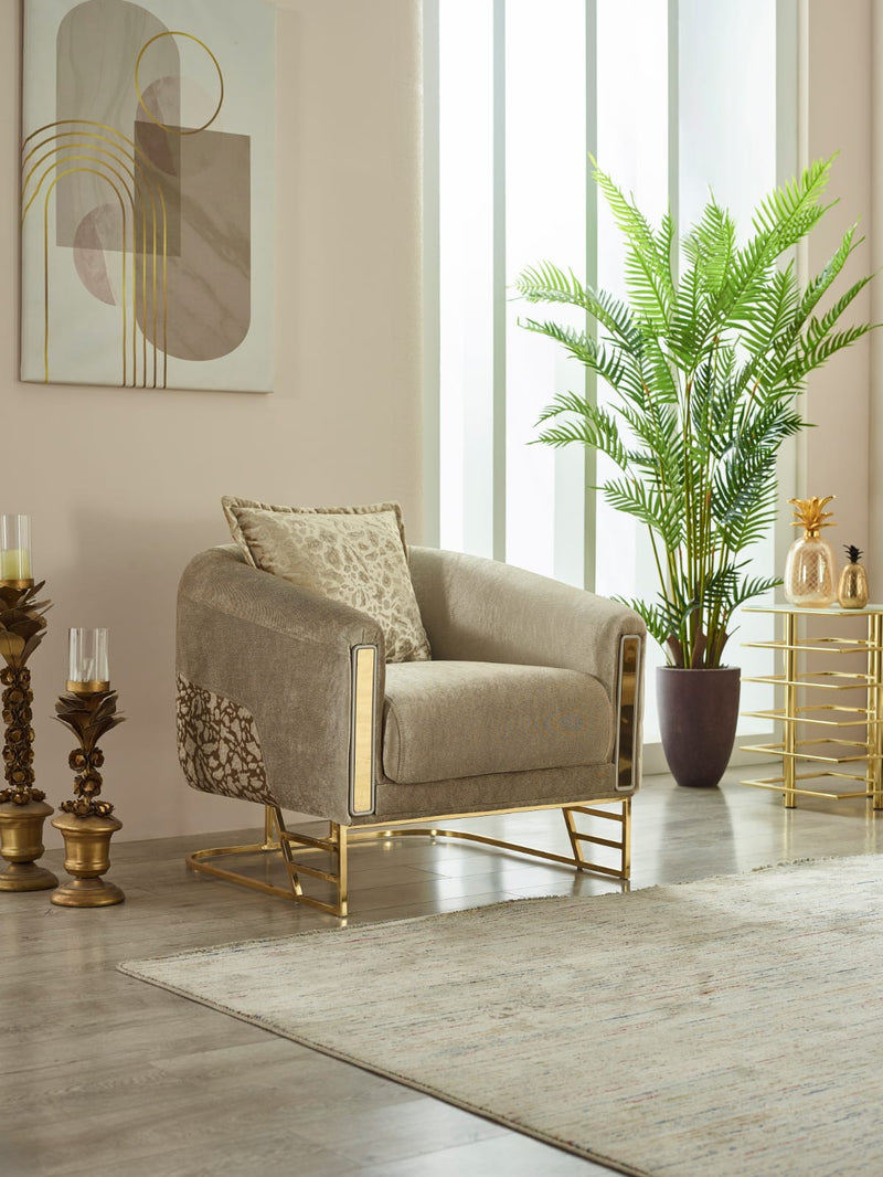 ROMANCE Beige&Gold Sofa Set