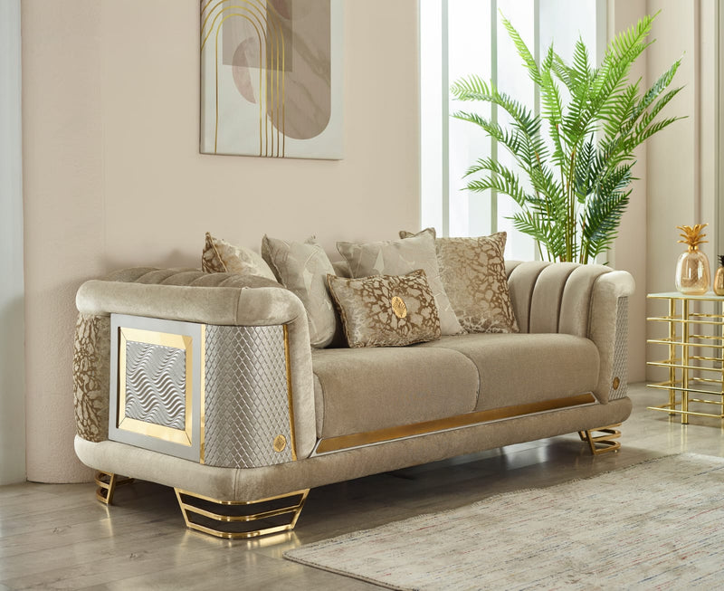 ROMANCE Beige&Gold Sofa Set