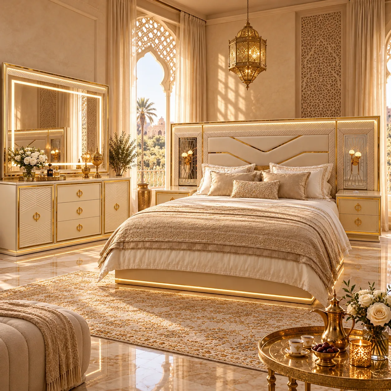 Opulent Golden Palace Bedroom